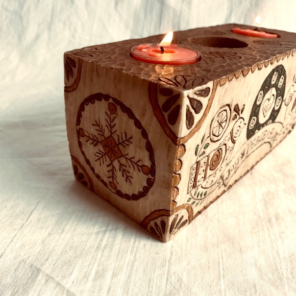 2007 Caribou Canyon Tea Light Candle Holder Joy Peace Hope Christmas Centerpiece - Picture 13 of 15